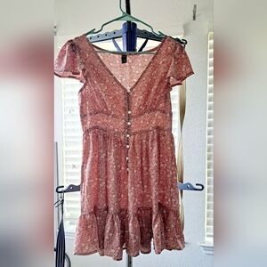 Shein Butterfly Ruffle Dress Floral Short Size S